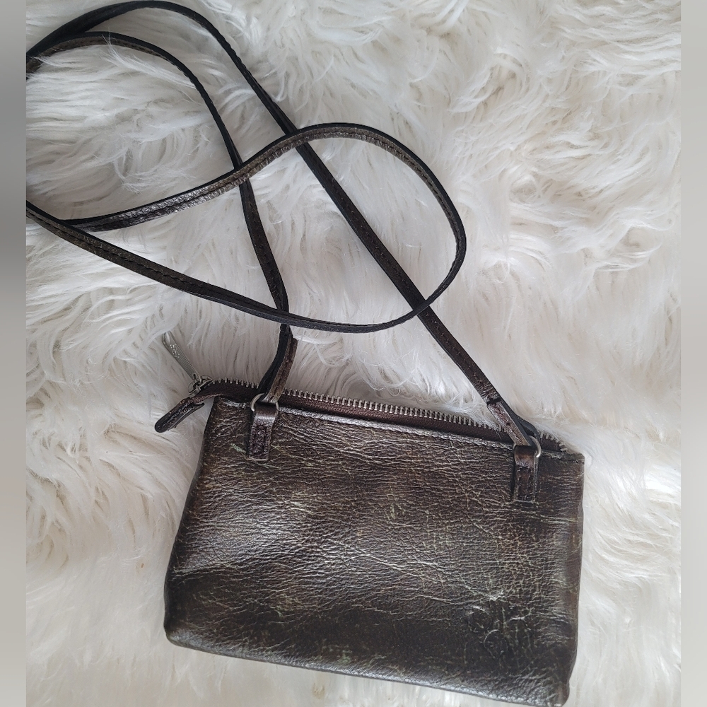 Patricia Nash Teal and Brown Tooled Leather Bacoli Crossbody - Picture 6 of 8